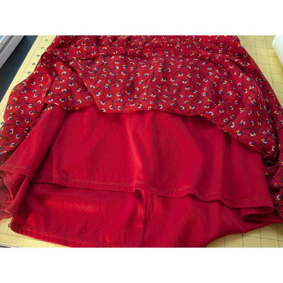 Old Navy Pleated Red Floral Mini Skirt Size Medium - Picture 4 of 6